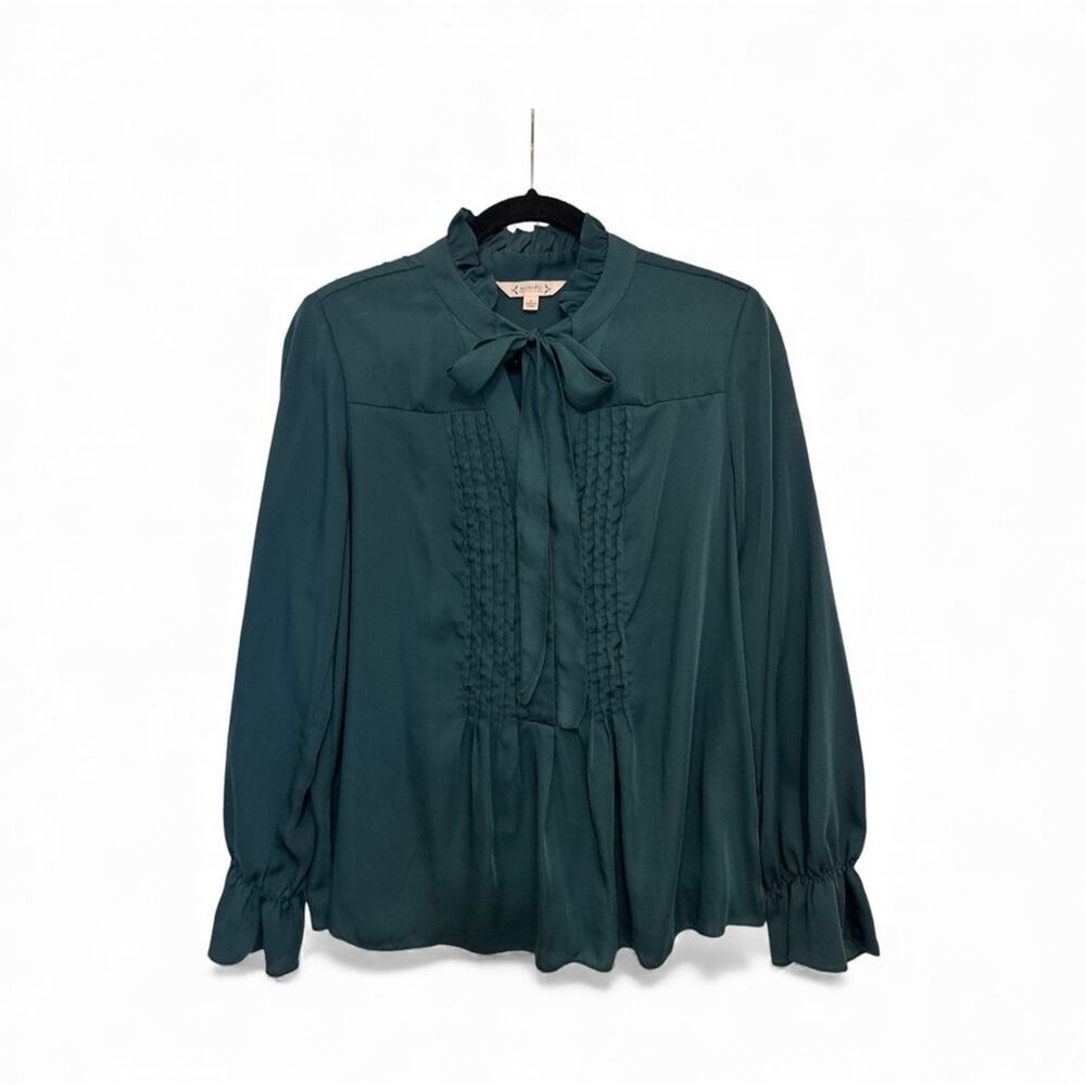 Nanette by Nanette Lepore Dark Teal Blouse with Bow Detail